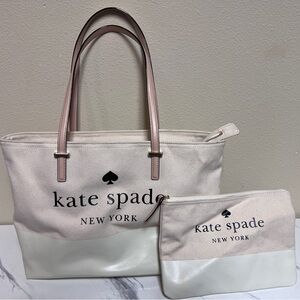 Kate spade canvas tote bag and wallet bundle